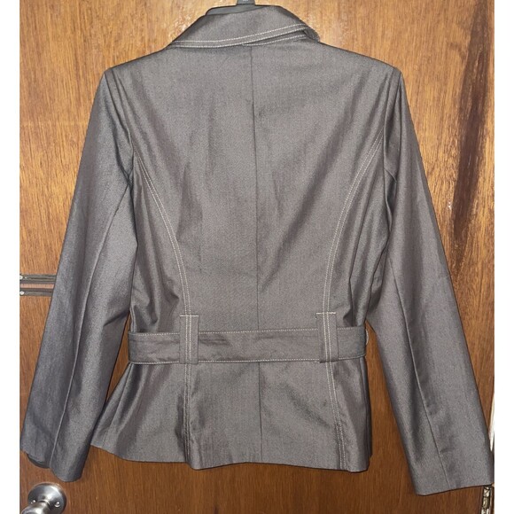 Robert Louis Brown Collared Belted 2 Pocket Puff Shoulder Blazer Jacket Medium - Picture 5 of 8